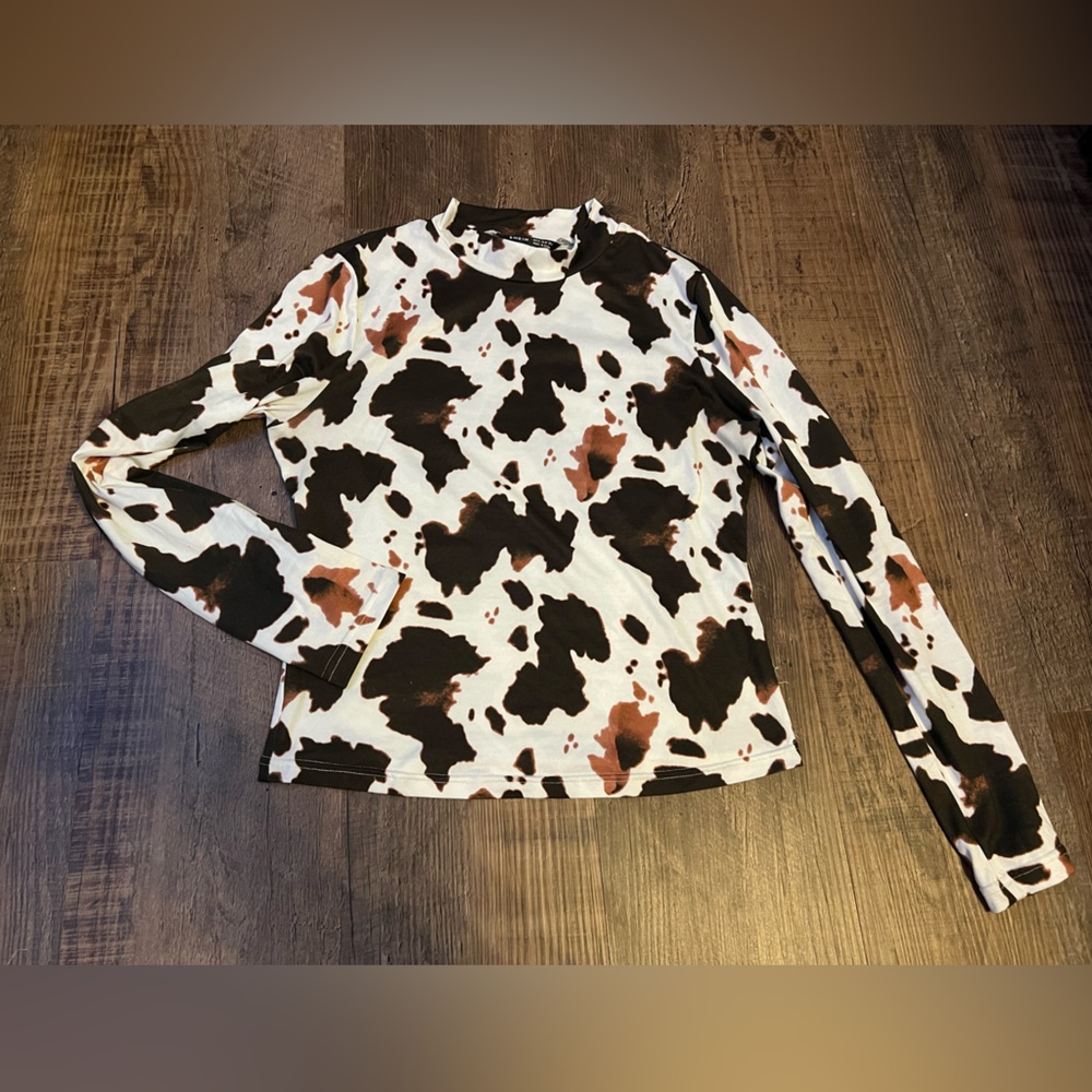 Women’s Cow Print Turtleneck Shein Size Medium